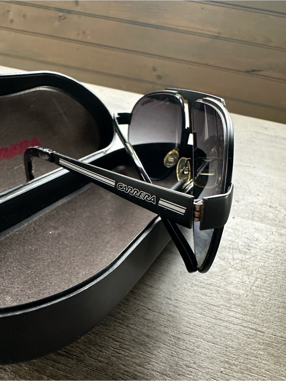 Classic early 2000s Carrera Matt Black with silver details Aviator Smoke Lenses - Picture 6 of 7